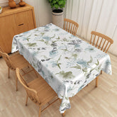 Aperturee - Aperturee Green and Blue Floral Ink Painting Rectangle Tablecloth for Artistic and Abstract Botanical Dining Decor